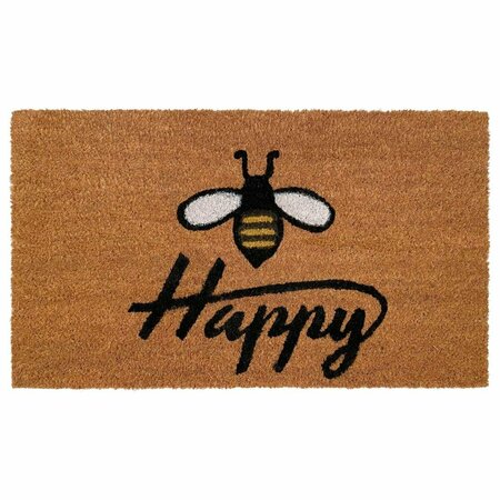 CONFIGURACION 17 x 29 in. Bee Happy Rectangular Doormat Natural & Black CO3360046